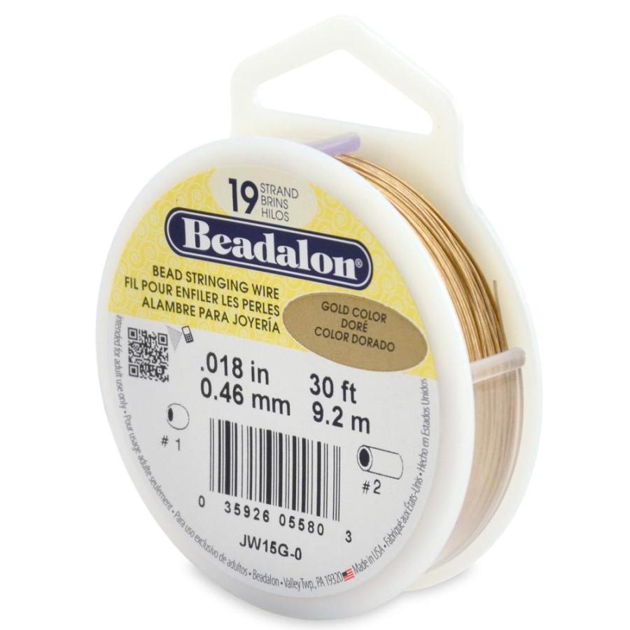 Beadalon 19-Strand Bead Stringing Wire, 0.018-Inch, Gold Color, by 30-Feet