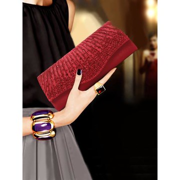 2025新款韓版宴會手拿包紅色新娘包名媛晚宴包女紅毯走秀包鏈條包