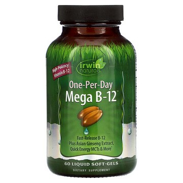 Irwin Naturals, 每日一粒，Mega B-12，60 粒液體軟膠囊