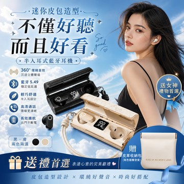 皮包型藍芽耳機 重低音 長續航 降噪通話 半入耳式 無線耳機 送女生禮物 適用蘋果 安卓 耳塞式耳機 小巧可側睡藍牙耳機