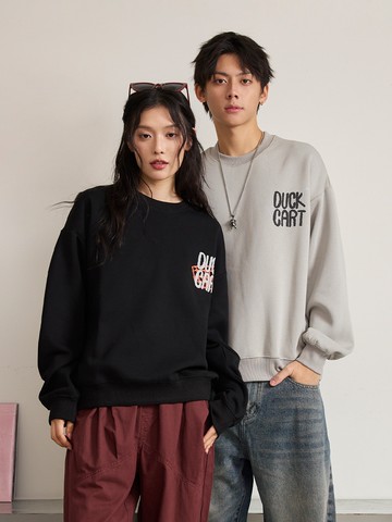 俏皮鴨購物車背圖大學T