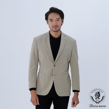 BARONECE 紳士直紋修身休閒獵裝_卡其(623306-05)