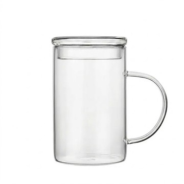 CS22 1000ml超大容量高硼矽玻璃水杯｜耐熱透明附蓋茶杯｜居家辦公泡茶杯  2入