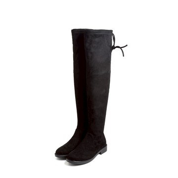 Viina 彈力低跟過膝靴 - 黑