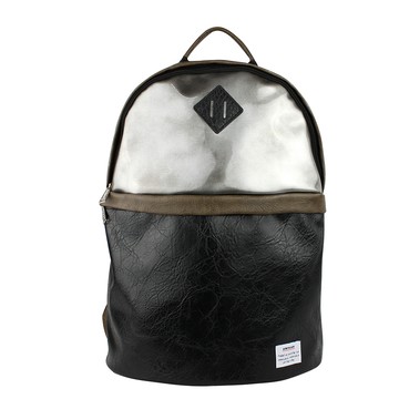 AMINAH-銀色豬鼻鏡面皮革後背包