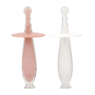 Dailylike Bonbon 幼兒矽膠牙刷 3~24個月  草莓粉色+白色  2支  1組