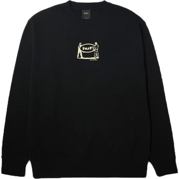 【HUF】242A30800 RELOCATION CREWNECK SWEATSHIRT 大學T (黑色)