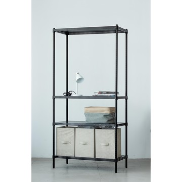 AMOS 沖孔四層置物架 91x46x180cm 單層靜態耐重150KG  黑色  1盒