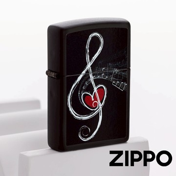 ZIPPO  愛之樂章防風打火機 黑啞漆 樂譜 愛心 五線譜 噴印技術 贈禮推薦 終身保修 46840