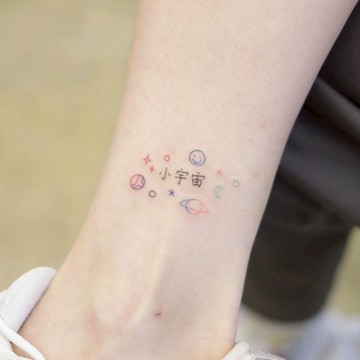 「小宇宙」星球 紋身貼紙 微刺青 輕紋身  打卡 小紅書 彩虹 同款 流行 抖音同款 紋身貼 超美 性感 少女 可愛