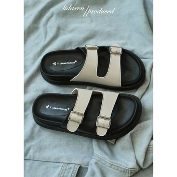 【李大仁】一字拖鞋女夏外穿2025新款網紅超火厚底百搭平底涼拖鞋