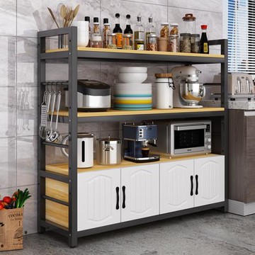 廚房置物架多層收納微波爐多功能落地多層碗碟調料收納儲物櫥柜子