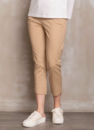 秋日輕盈柔棉斜衩八分褲