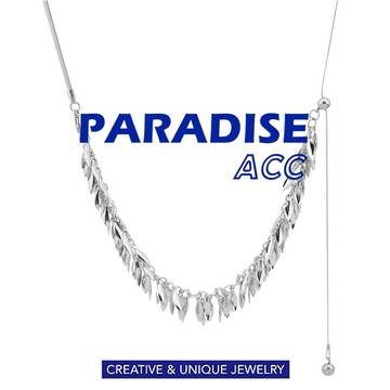 PARADISE 葉子 亮片 碎銀 流蘇 項鍊 鈦鋼 不掉色 不過敏 項鏈 冷淡風 簡約