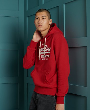 Superdry Men's Men's Vintage Logo Rising Sun Hoodie Red / Rouge Red - Size: XS