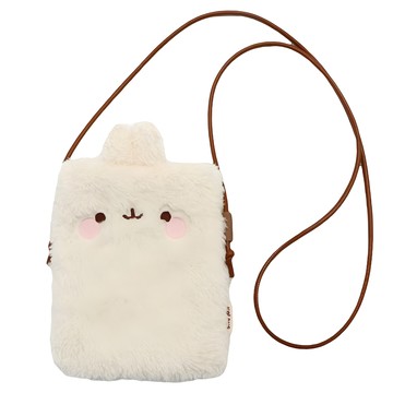 MOLANG 萌浪兔 毛絨手機袋  萌浪大臉 白色  1個