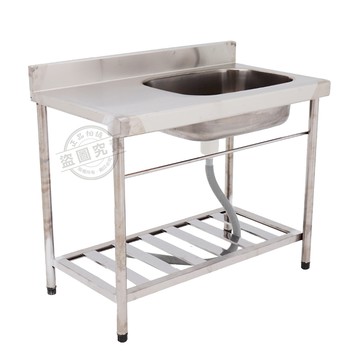 【Abis】頂級升級加牆款304不鏽鋼100CM洗台+平台水槽(3.3尺)右槽