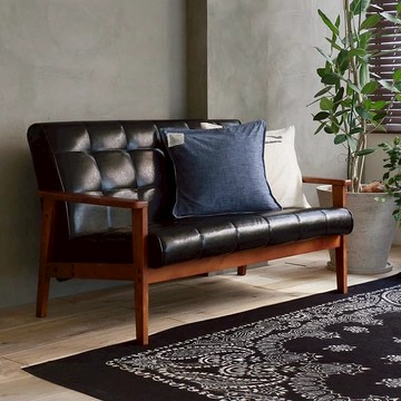 公司貨 免運 超低價 日式復古北歐設計師皮藝沙發單人雙人三人小戶型咖啡廳實木沙發椅 快速發貨