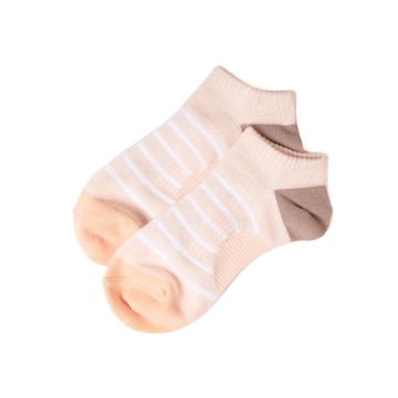 FootSpa輕護足弓透氣運動船襪-條紋 - M杏粉