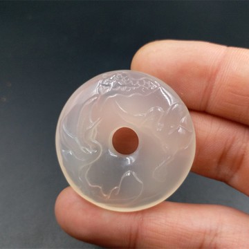 新款天然玉石a貨冰種玉髓平安扣掛件一路連科平安扣吊墜玉墜