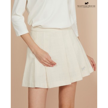 【SCOTTISH HOUSE】米白色鑽狗標小香風壓褶短裙 CIWB2172