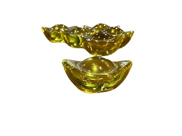 開運招財黃水晶元寶組 3.5公分元寶六入 居家辦公室風水擺件  4組