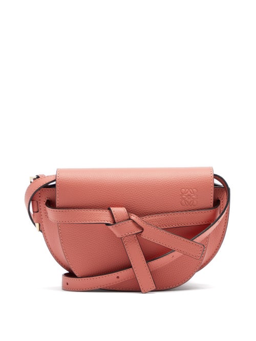 Loewe - Gate Mini Grained-leather Cross-body Bag - Womens - Pink