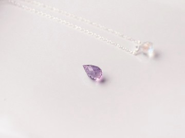 Journal 紫水晶 / 彩虹半寶石 裸肌純銀鎖骨項鏈