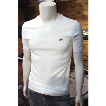 秋冬男士磨毛加厚短袖圓領修身青年帥氣厚料打底半袖舒絨T恤