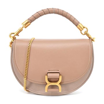 Chloe 新款Marcie 金屬LOGO 小羊皮鏈帶肩背/斜背包(粉色)