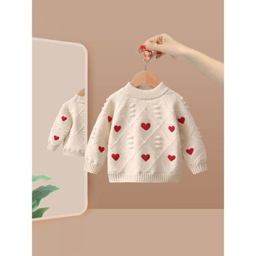 女童毛衣冬季2024新款兒童洋氣套頭寶寶冬裝加絨加厚打底針織上衣