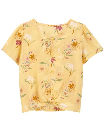 Kid Floral Button-Front Top