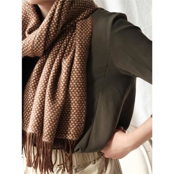 APCSHOP 2025新款絨尖寬版純羊絨男女通用春秋冬季純山羊大厚圍巾