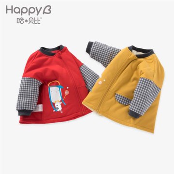 哈貝比寶寶棉服冬裝新款夾棉長袖上衣男女童1-4歲小孩保暖外套