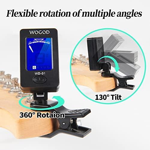 Guitar Tuner and Guitar Capo, Clip-On Tuner with Rosewood Color Capo for Acoustic Electric Guitar Bass Ukulele並行輸入