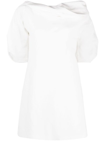 Jil Sander - ruched-detail short dress - women - Viscose/Viscose/Cotton/Linen/Flax/Silk - 40 - White