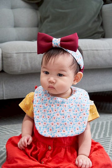 夏日粉花 寶寶圍兜兜 方兜