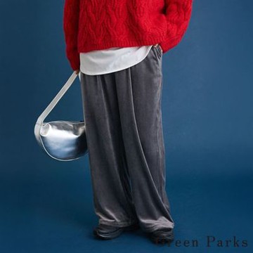 〚Green Parks〛保暖光澤絲絨休閒長褲