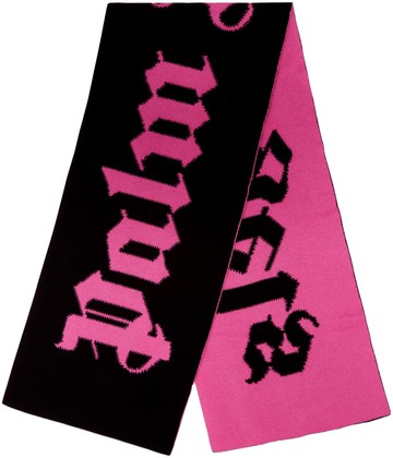 Palm Angels - logo-jacquard wool-blend scarf - unisex - Acrylic/Wool - One Size - Pink