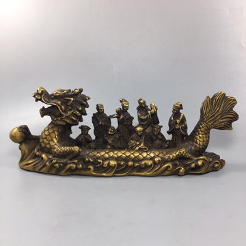 純銅八仙過海擺件銅龍船八仙神像工藝擺設吉祥佳句風水用品