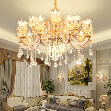 免運   歐式客廳吊燈奢華水晶燈具簡歐鋅合金餐廳臥室燈飾燈臂