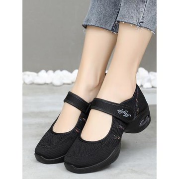 運動鞋女氣墊跑步鞋百搭軟底防滑舞蹈鞋透氣網面休閑鞋老北京布鞋