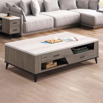 MUNA家居   麥德爾淺灰橡色5尺仿石面大茶几(269)   150X90X46.8cm