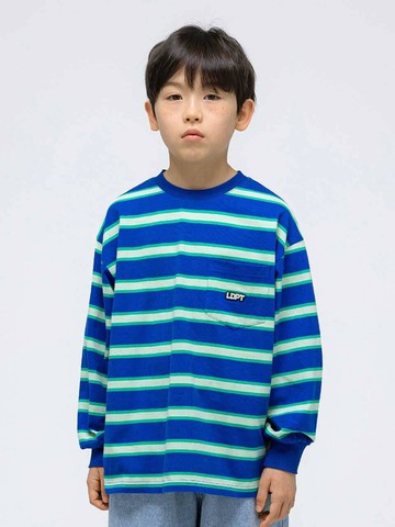 Pocket Stripe Cotton T-shirt [Blue]