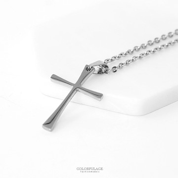 極簡亮銀色十字架項鍊【NB799】