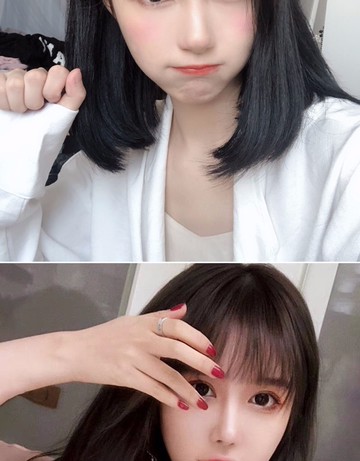 【可開發票】短假髮 網紅可愛假髮女中長髮自然逼真齊肩鎖骨蓬鬆黑色短直髮無痕全頭套 3色