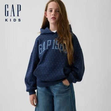 【GAP】兒童VintageSoft寬版Logo帽T-復古深藍(911909)