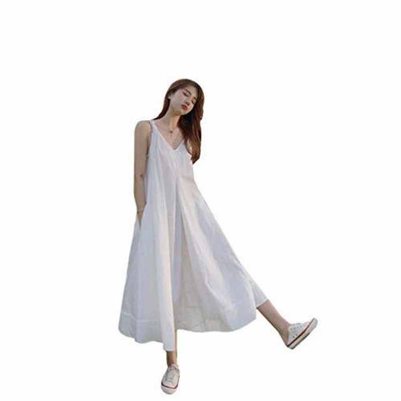 ショッフェ ノースリーブ白ワンピース キャミワンピース 夏 ドレス レディース 可愛い 着痩せ ロング 海会 森ガール 無地 リゾートおよ 通販 Lineポイント最大0 5 Get Lineショッピング