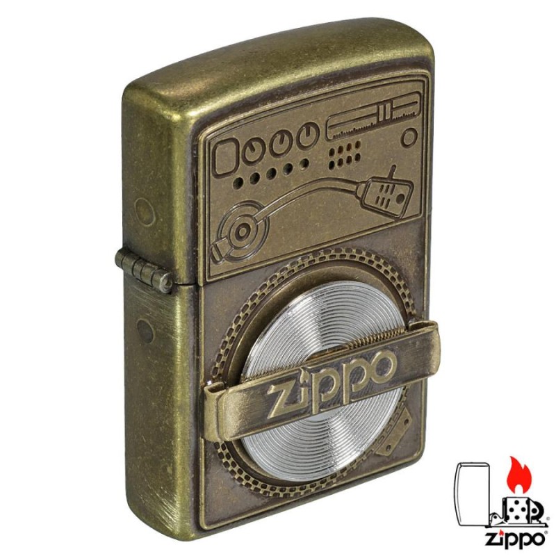 ZIPPO ジッポー オイルライター レコード部分が回る ユーズド 