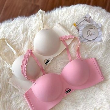 DUYI~夢詩 內衣女“pink girl”蕾絲肩帶~ 光面無痕立體半杯小胸聚攏文胸罩